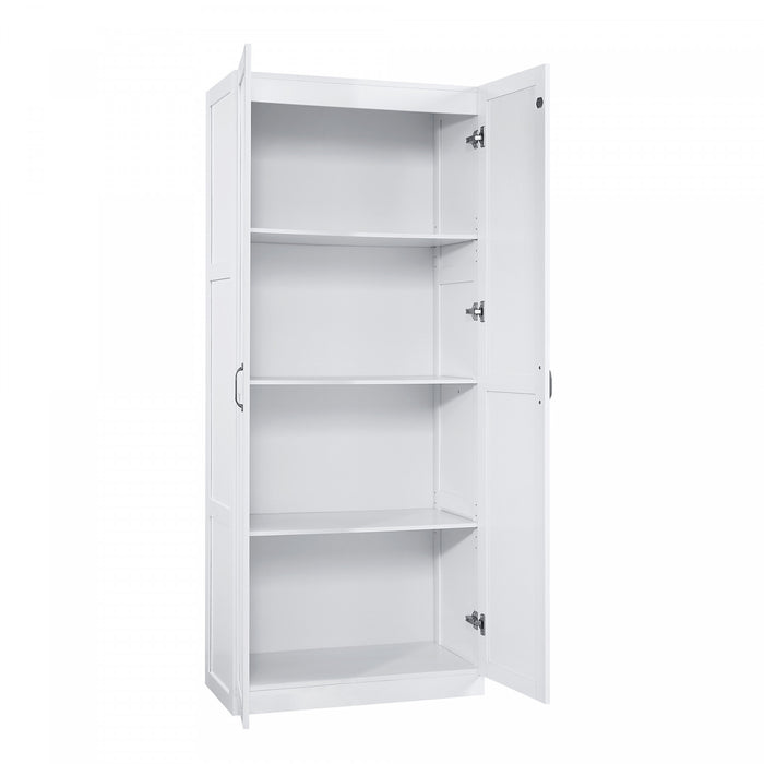 Cornelia Modern 30\" Storage Cabinet in White (4-Shelf) - Set of 2 Bookcase