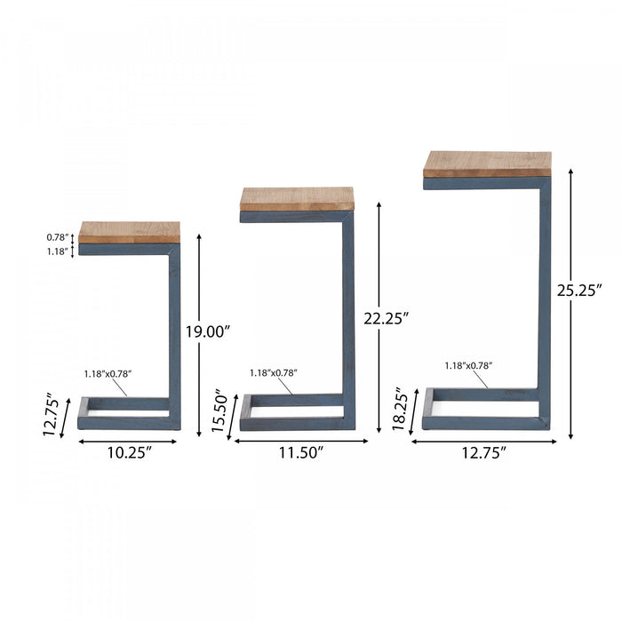 Nydia Industrial Firwood Nesting Tables Set Of 3 - Natural