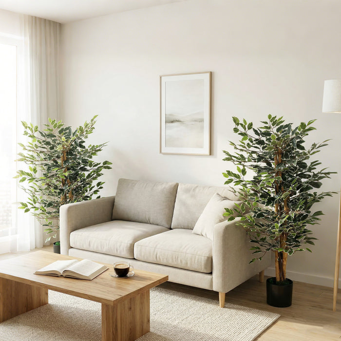 HOMCOM 4.3FT Artificial Ficus Tree for Indoor Decoration