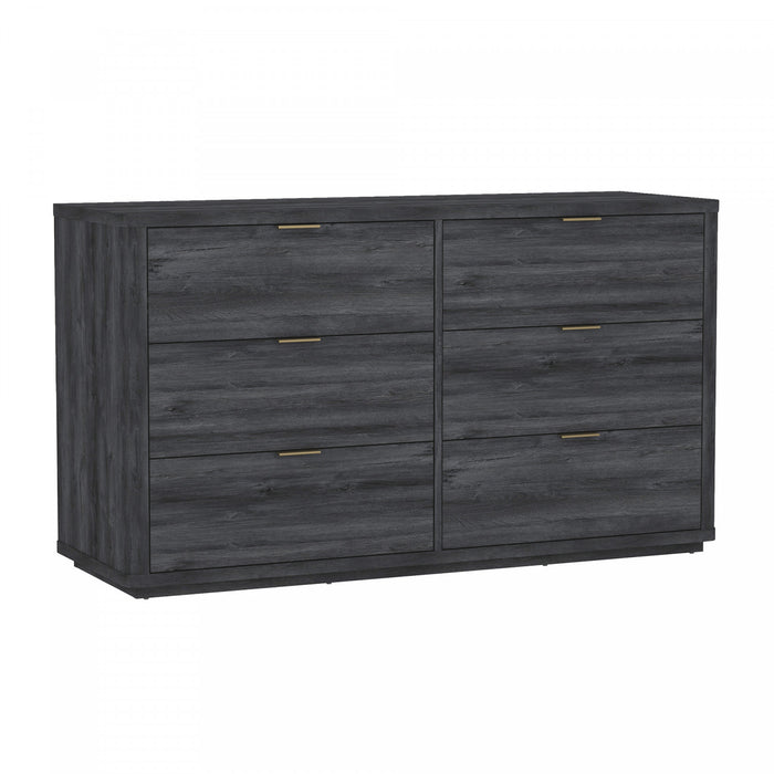 Evelyn Modern 60\" Dresser in Charcoal Gray (6-Drawer)
