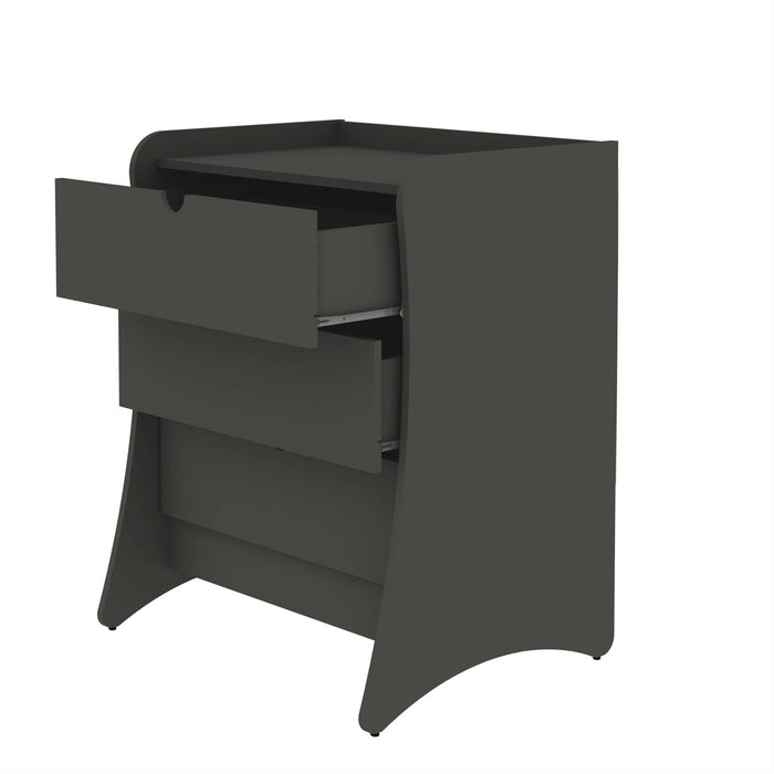 Coney Mid-Century Modern 28\" Nightstand in Charcoal Gray (3-Drawer)