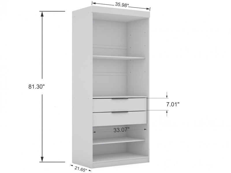 Mulberry Contemporary Modern 36\" Wardrobe Closet in White - Set of 3