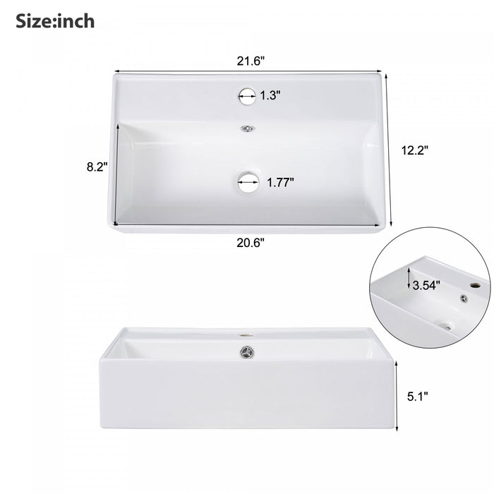 Camille Floating Bathroom Vanity with Ceramic Sink and Left Side Storage, Natural