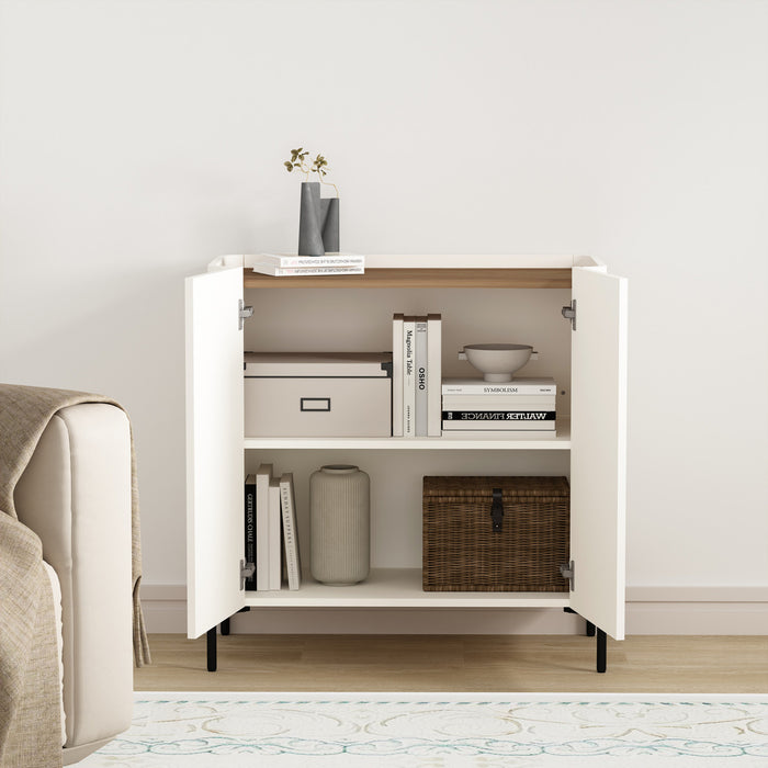 Abbey Modern 2-Piece Buffet and Accent Cabinet in Maple and Off White