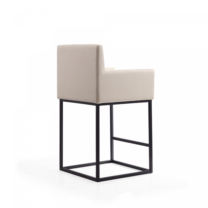 Ambassador Mid-Century Modern Metal Upholstered Counter Stool in Cream - Set of 2 Bar Stool
