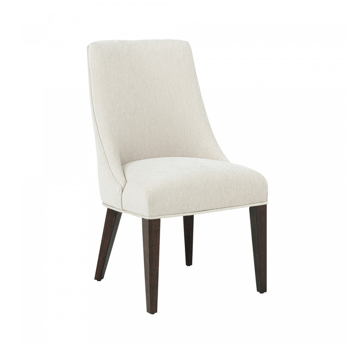 Beever Modern Wood Chenille Dining Chair in Cream - Set of 2