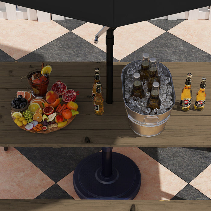 Outsunny 5.7 Ft Outdoor Picnic Table Bench Set With 2\" Umbrella Hole, Brown