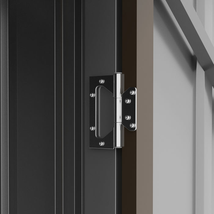 Outsunny 3.3' X 3.4' Lean-to Garden Storage Shed, Outdoor Galvanized Steel Tool House With Lockable Door For Patio, Backyard Lawn, Brown