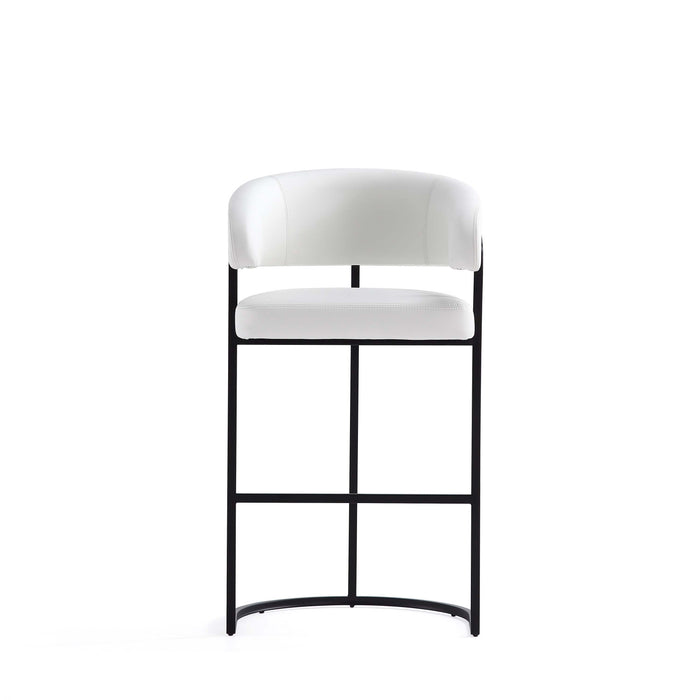 Augusta Modern Metal Upholstered Barstool in White - Set of 2