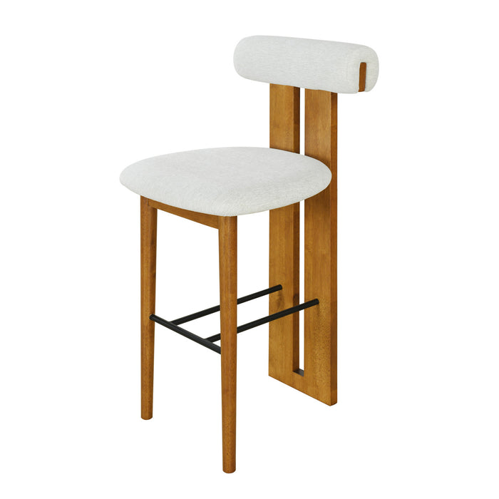 Sophia Indoor Modern Rubberwood Bar Stool Set of 2 with Supportive Backrest,Ivory&Walnut