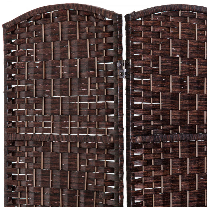 Homcom Double Hinged Woven Wicker Room Divider And Privacy Screens