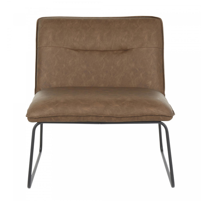 LumiSource Casper Faux Leather Industrial Accent Chair - Espresso