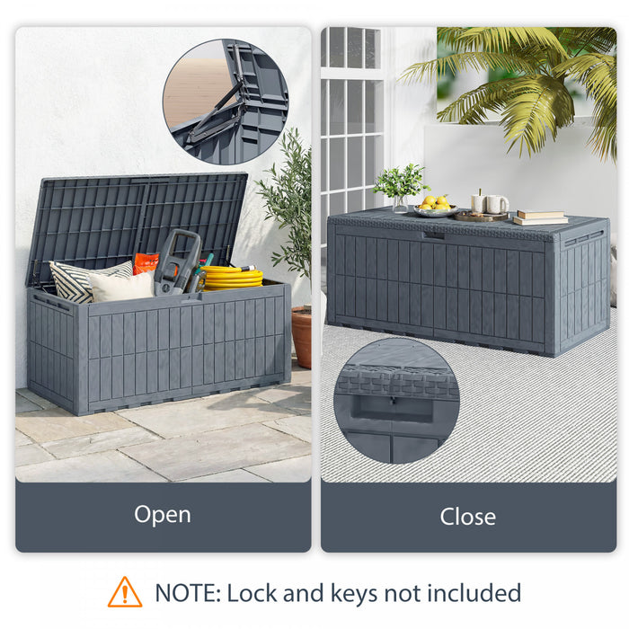 Outsunny 220 Gallon Resin Deck Box, Lockable Outdoor Storage Box