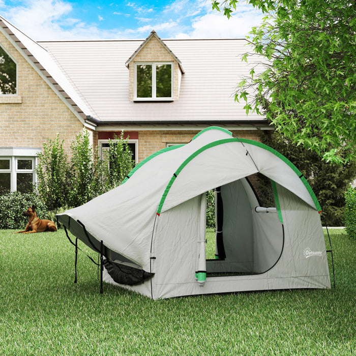 Outsunny Car Camping Tent with 3 Doors, 2000mm Waterproof, Grey and Green
