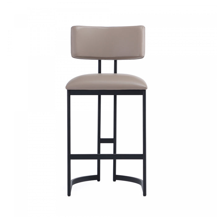 Juno Contemporary Modern Vegan Leather Metal Counter Stool in Taupe