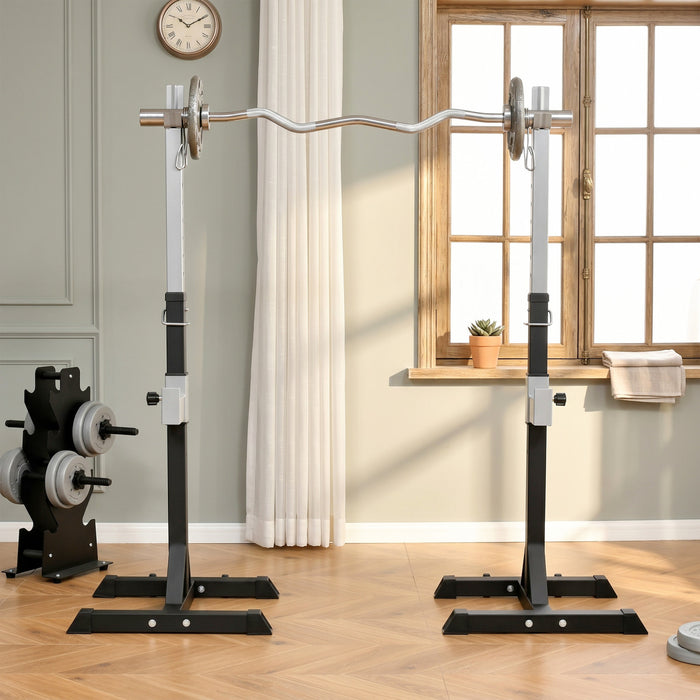 Soozier 2-Piece Adjustable Squat Rack for Home Gym Strength Training, Black