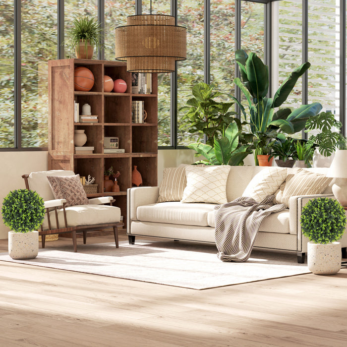 HOMCOM 2 PCs Artificial Eucalyptus Topiary Ball with Ground Stakes