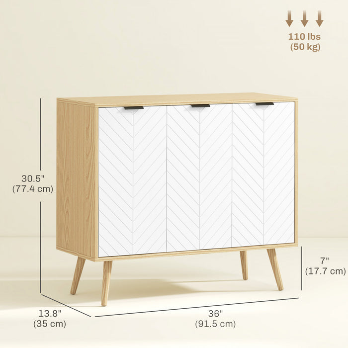 HOMCOM 36\" Sideboard, Buffet Cabinet with Adjustable Shelves, Natural