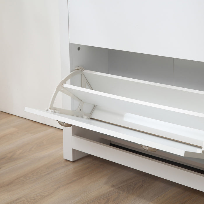 HOMCOM Hallway Shoe Cabinet with 2 Flip Drawers for 12 Pair of Shoes White