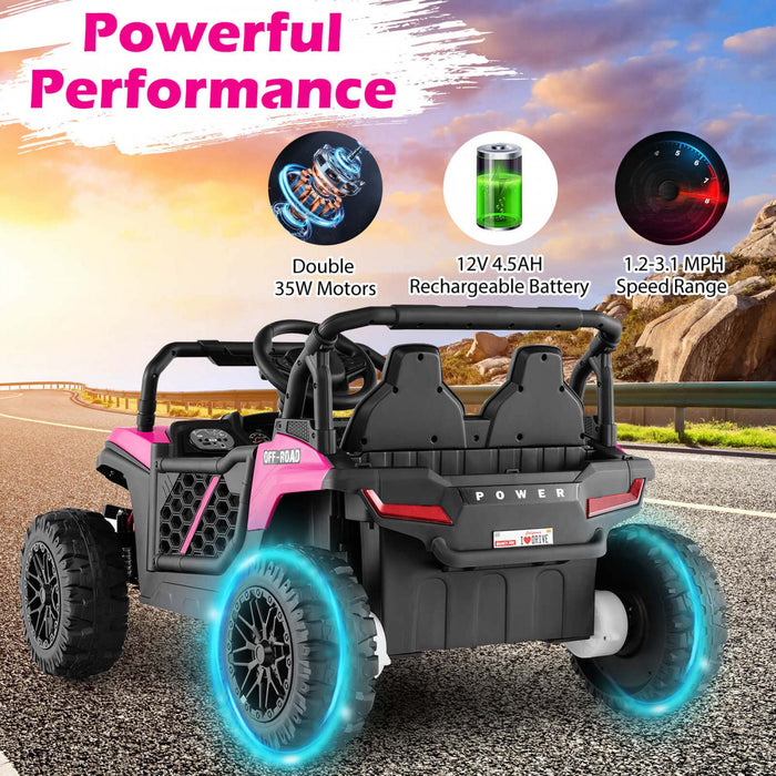 Costway 12v Kids Ride On Truck With Parental Remote 3 Speeds & Reverse Forward Function Pink