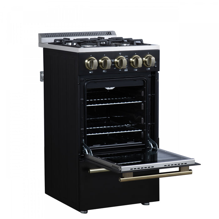Forno Lamazze 20\" Freestanding Gas Range, Black, FFSGS6265-20BLK