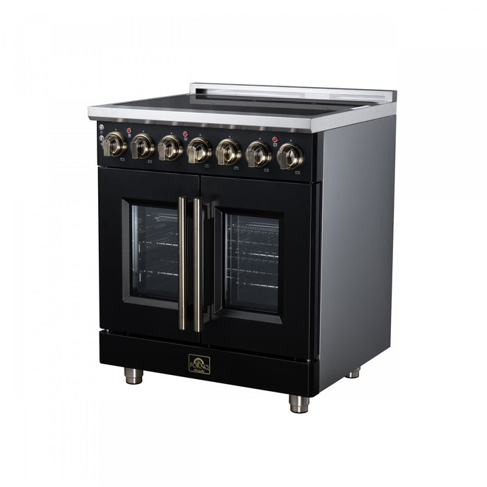 Forno Massimo 30 Inch French Door Electric range, 5 radiant burners, 4.32 cu.ft., Black - FFSEL6955-30BLK Electric Range