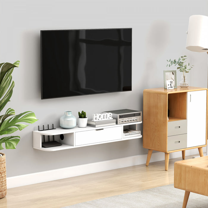 HOMCOM 47\" Floating TV Stand, Wall Mounted Media Console, White