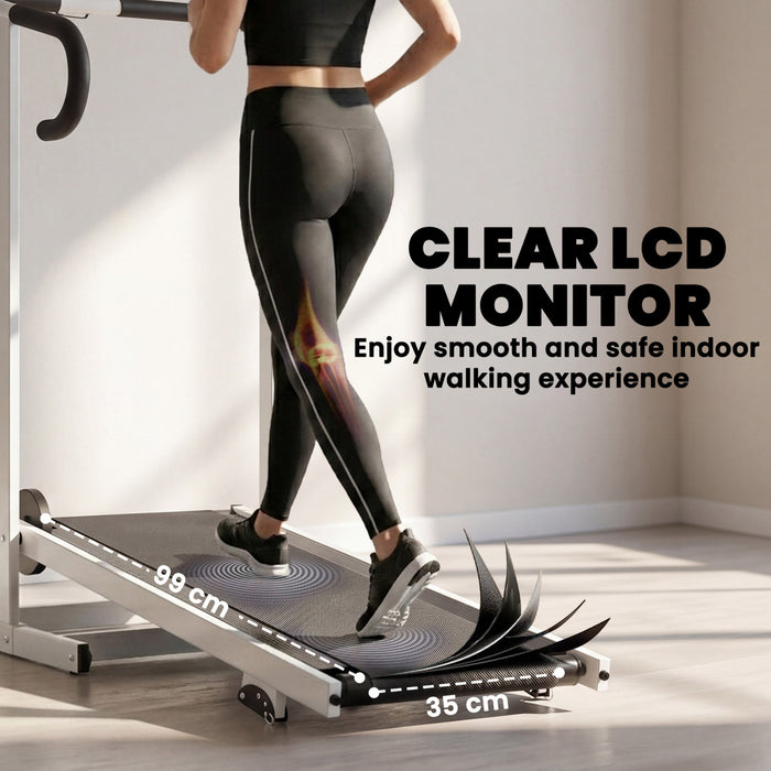 Soozier Walking Pad Treadmill with 16.5% Incline, Non-Electric Foldable Treadmill with LCD Monitor and Handle Bar, Supports 264LBS, Portable Walking Pad for Home Small Spaces