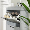 HOMCOM Narrow Shoe Cabinet for Entryway with Flip Drawers Adjustable Shelf