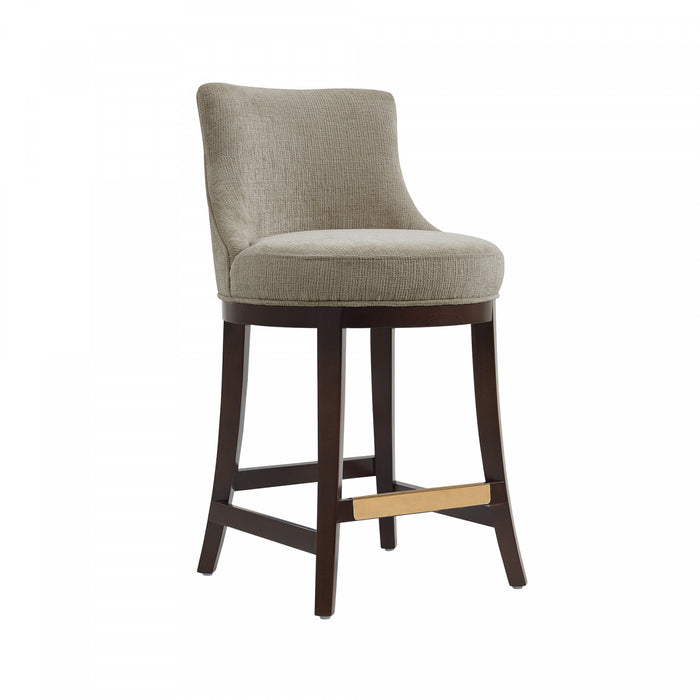 Lucia Modern Chenille Wood Counter Stool in Taupe - Set of 3