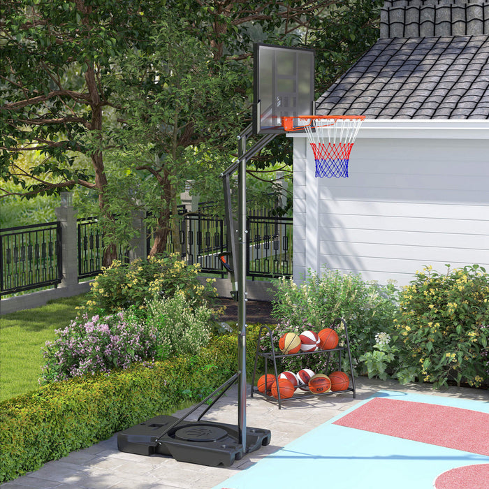 Soozier 4.4-10ft Portable Basketball Hoop with Wheels and 44.5\" Backboard