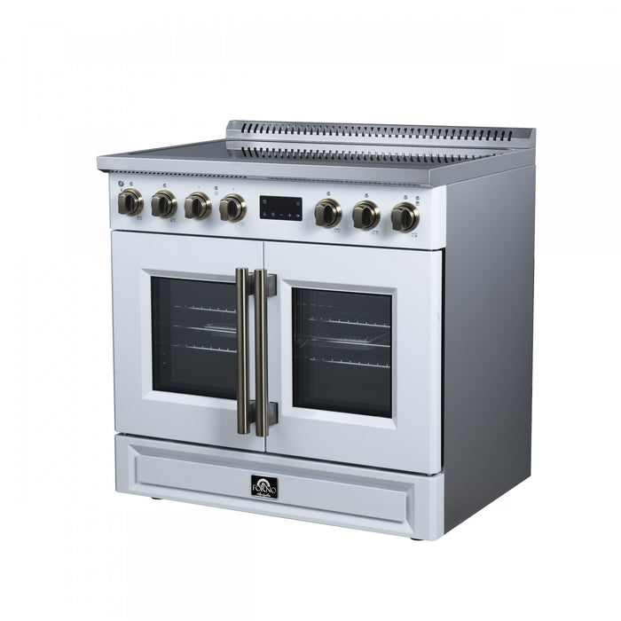 Forno Torino French Door 36 Inch White Induction Range, 5.36 cu.ft. - FFSIN0950-36WHT Electric Range
