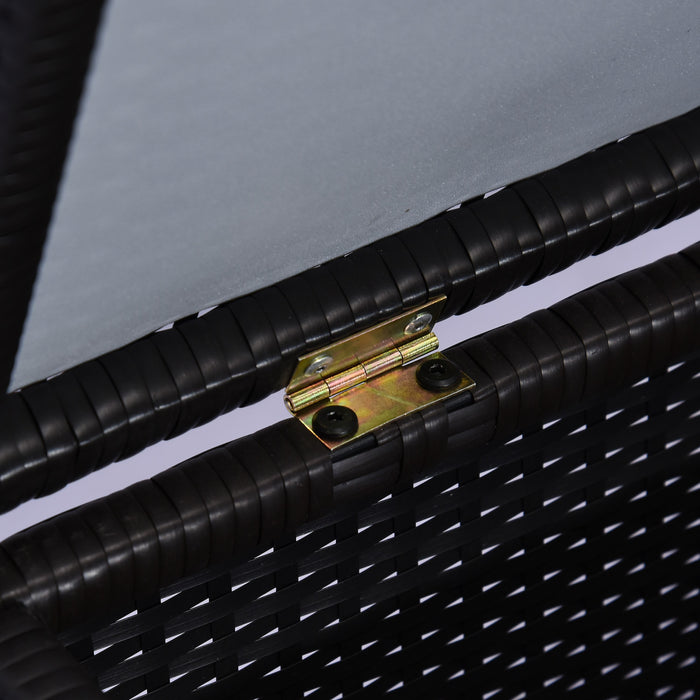 Outsunny 75 Gallon Wicker Outdoor Storage Box, Deck Box With Gas Strut