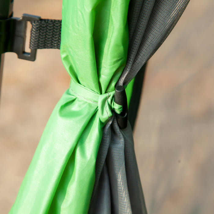 Outsunny 6 People Pop Up Design Camping Tent, 2-tier Fabric Backpacking Tent With 4 Windows 2 Doors Portable Carry Bag For Fishing Hiking, Green