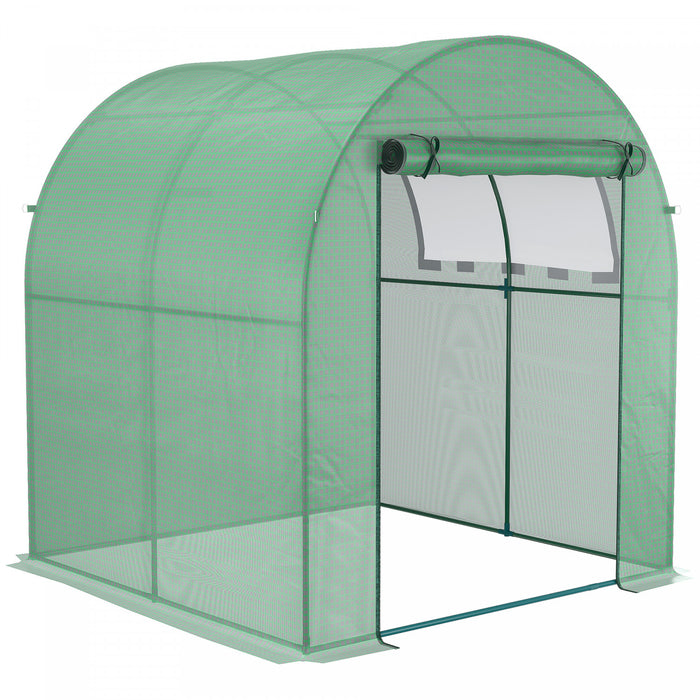 Outsunny 6' X 6' X 6.6' Walk-in Tunnel Greenhouse, Small Green House With Zippered Door And Roll-up Window, Portable Plant Hot House With Pe Cover And Steel Frame, Green