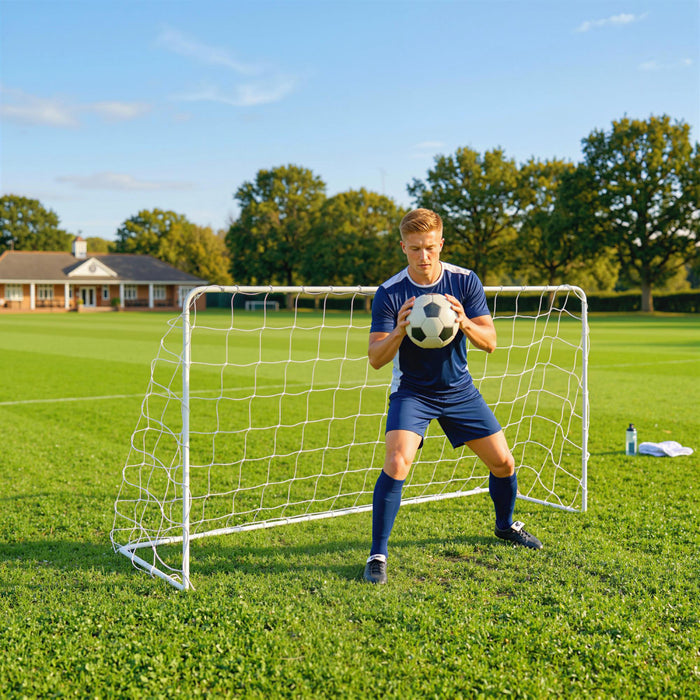 Soozier Soccer Goal, 6 x 4ft Portable Practice Soccer Net with Steel Frame