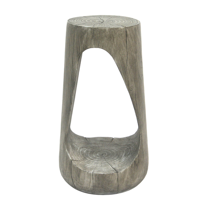 Brio 26.57\" Rustic Tree-Stump MGO Accent Table, Unique Wood Grain Indoor Side Table, Grey