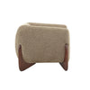 Tuxor Modern Upholstered Boucle Arm Chair with Tuxedo Design, Light Brown, Walnut | Tuxor Fauteuil Moderne en Bouclette a Design Tuxedo, Brun Clair, Noyer