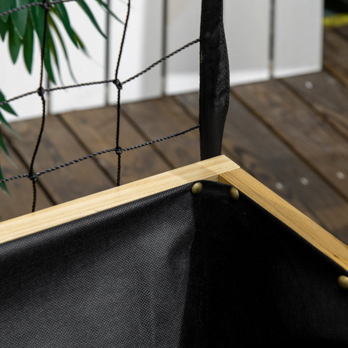 Outsunny Raised Garden Bed With Metal Trellis, Elevated Planter Box With Storage Shelf, Drainage Holes And Bed Liner For Flowers, Vegetable Vines, Climbing Plants - Natural