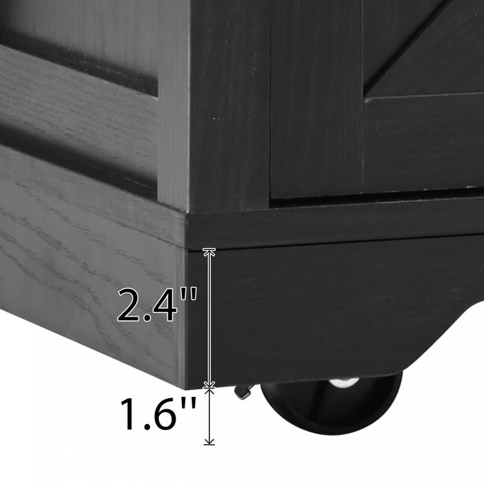 Wilson 53.7\" Engineered Wood Kitchen Carts With Power Outlet And Storage - Black