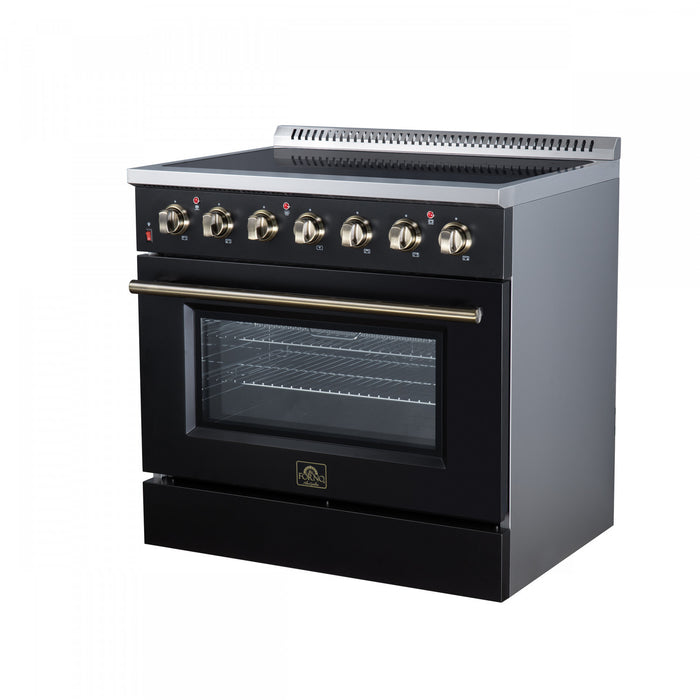 Forno Galiano 36 Inch Freestanding Electric range, 5 radiant burners, 5.36 cu.ft., Black - FFSEL6083-36BLK Electric Range