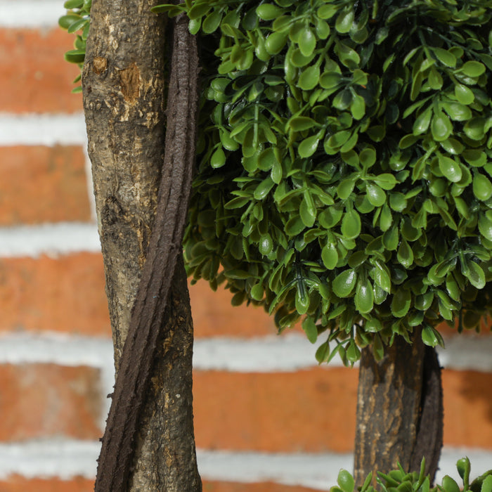 HOMCOM 45 Inch Artificial Boxwood Triple Ball Topiary Tree, Green