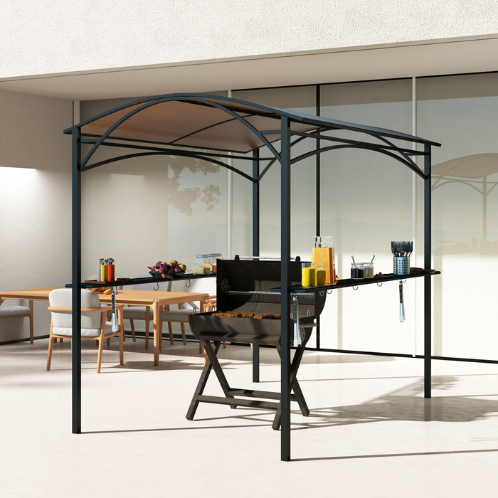 Outsunny 8' X 5' Hardtop Grill Gazebo, Barbecue Gazebo With Pc Board Roof