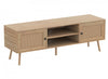 TV Stand With 2 Doors And 2 Shelves - Brown Natural Wood Look