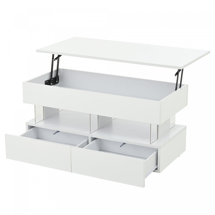 Nathan Lift-Top Coffee Table with LED Lighting,White
