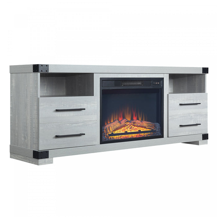 Richmond Industrial Traditional 2-Piece Electric Fireplace in Black and Gray