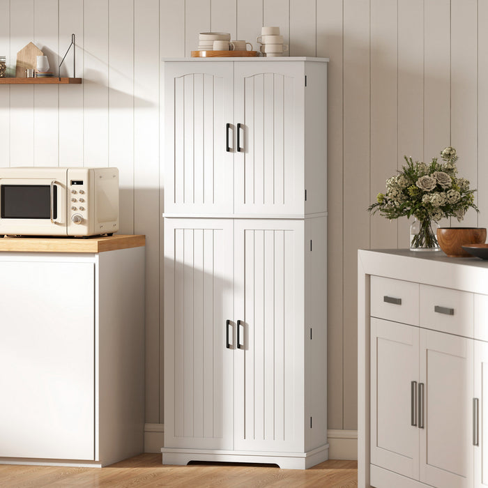 HOMCOM Pantry Cabinet, 64\" Storage Cabinet with Adjustable Shelves, White