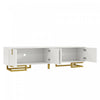 Aspect 63 Inch TV Stand with Textured Doors and Gold Legs, White | Aspect Meuble TV 63 po avec Portes Texturees et Pieds Dores, Blanc