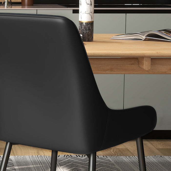 HOMCOM Dining Chairs Set of 4, PU Leather Kitchen Chairs with Steel Legs