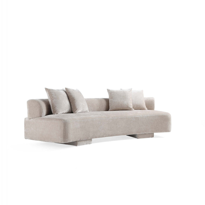 Verandah Mid-Century Modern 112\" Chenille Sofa in Beige
